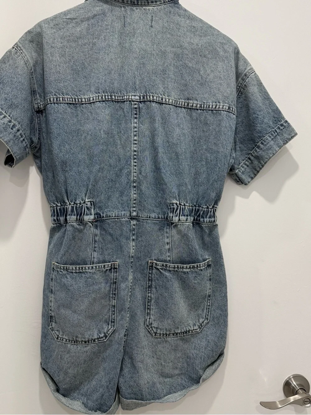 NWT Free People We The Free Marci Cuffed Denim Shortall Romper Size S
